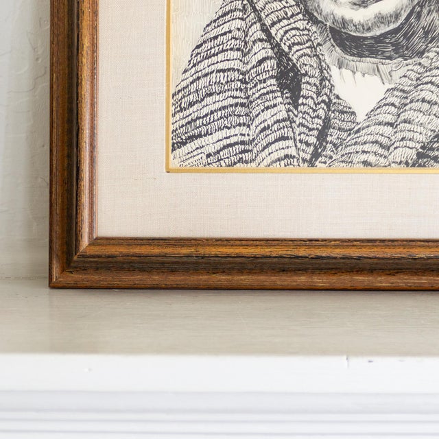 Black Early 20th Century Pen and Ink Portrait by Texas Artist Weldon Amerine For Sale - Image 8 of 11