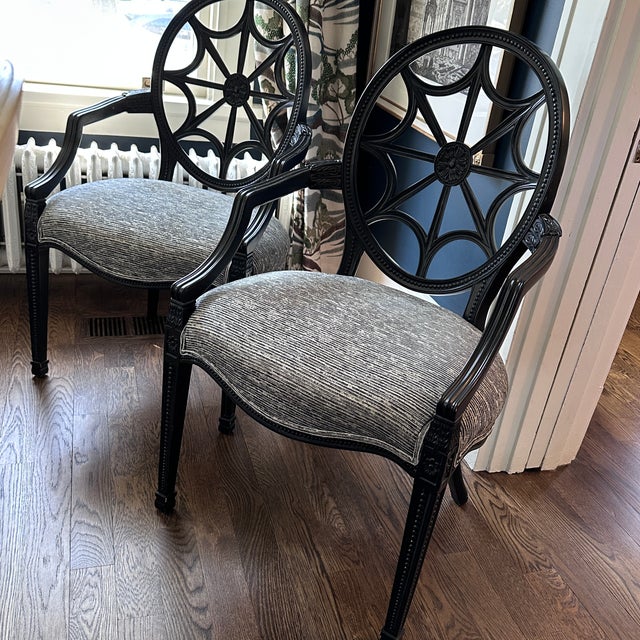 Wood Pair of Ethan Allen Spider Back Chairs For Sale - Image 7 of 12
