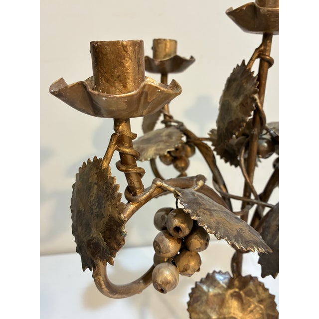 Hand Forged Wrought Iron Grapevine Five-Light Candelabra, 19” For Sale In Philadelphia - Image 6 of 7