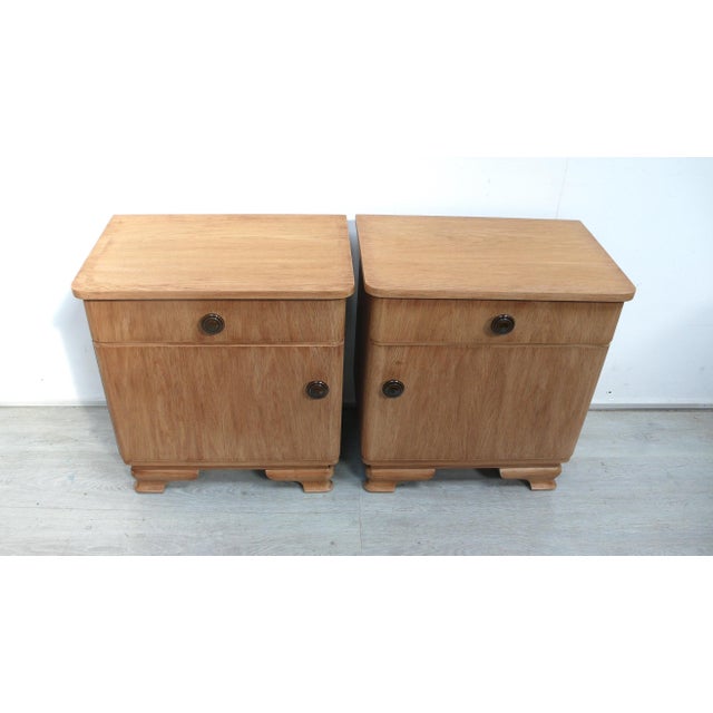 Art Deco Bedside Tables in Oak, Germany, 1940s, Set of 2 For Sale - Image 10 of 10