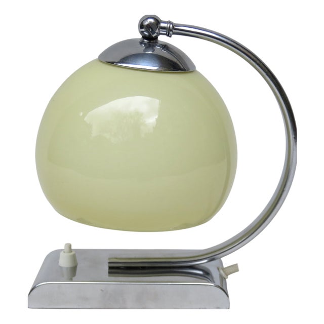 Vintage Bauhaus Table Lamp with Beige Cased Glass Shade, 1920s For Sale