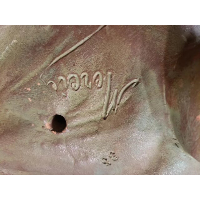 Late 19th/Early 20th Century French Art Nouveau Kelp Fronds Motif Terracotta Vase/August Moreau For Sale - Image 9 of 9