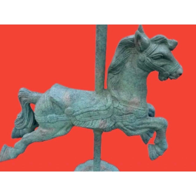 Late 20th Century Monumental Carousel Horse Green Patinated Bronze Statue For Sale - Image 5 of 11