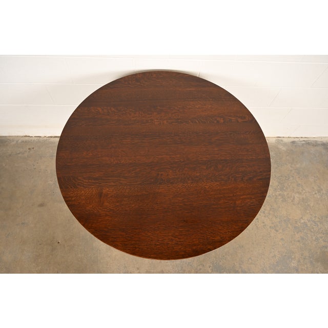 Early 21st Century Stickley Mission Oak Arts & Crafts Pedestal Center Table or Breakfast Table For Sale - Image 5 of 13