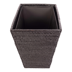 Artifacts Rattan Rectangular Tapered Waste Basket with Metal Liner