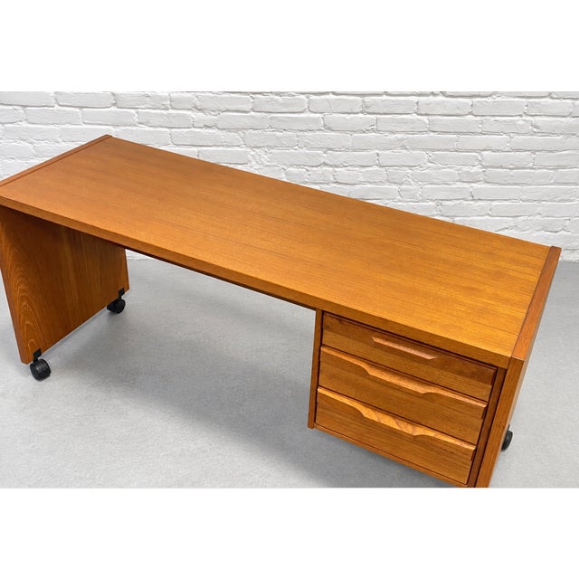 Mid Century Modern Danish Teak Desk by Denka, C. 1960’s For Sale In New York - Image 6 of 14