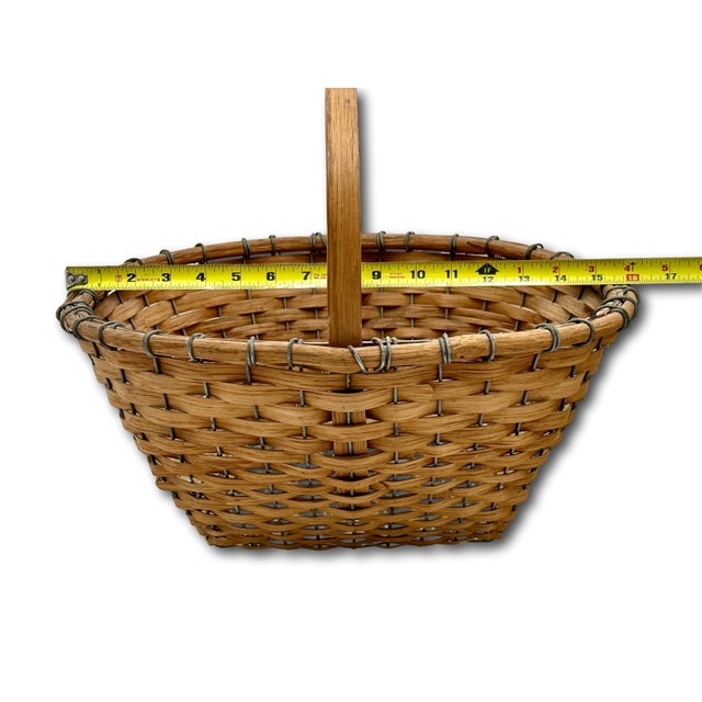 Large Authentic Vintage Steel Wire & Ash Wood Splint Massachusetts Famous Ipswich Clam Diggers Gathering Basket For Sale - Image 17 of 18