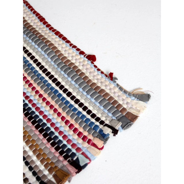 Mid 20th Century Vintage Striped Rag Rug For Sale - Image 5 of 9