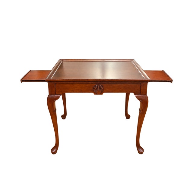 Vintage English Hand-Carved, Seashell Queen Anne Mahogany Tray Table For Sale In New York - Image 6 of 7