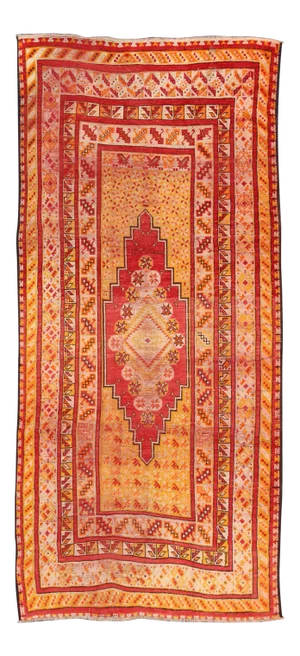 Antique Moroccan Rug With Medallion and Layered Geometric Borders