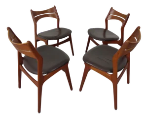 Teak & Leather Model 310 Dining Chairs by Erik Buch for Chr. Christensen, Denmark, 1960s, Set of 4
