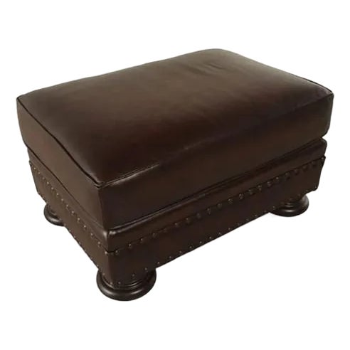 Bernhardt Leather Nailhead Ottoman For Sale