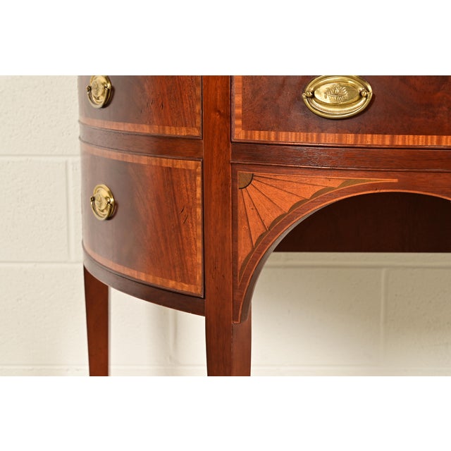 Baker Furniture Federal Inlaid Mahogany Demilune Sideboard Credenza For Sale - Image 10 of 15