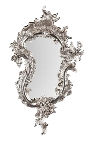 20th Century Rococo Style Silver-Gilded Wall Mirror