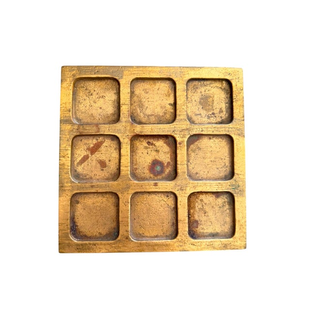 Vintage Solid Brass Tic Tac Toe Game on Bun Feet For Sale - Image 4 of 6