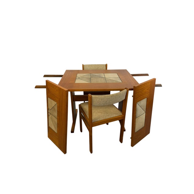 Mid-Century Modern Mid-Century Modern Danish Teak 4-Seater Dining Table & Chairs from Gangso Mobler, 1970, Set of 5 For Sale - Image 3 of 15