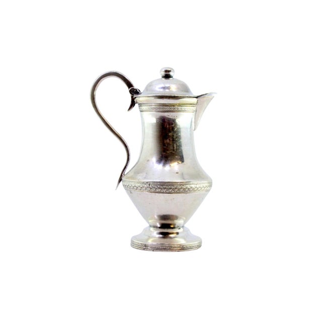 Silver Creamer with Strips and Knob Lid For Sale - Image 9 of 9