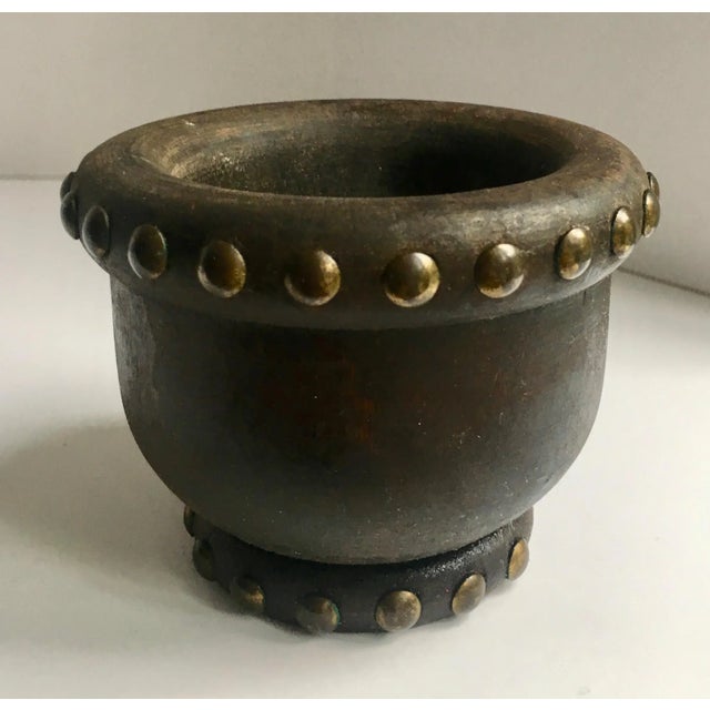 Wooden Mortar and Pestle With Nail Studs For Sale - Image 4 of 8