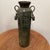 Asian Antique Vintage Cylindrical Metal Patinated Vase/Vessel With Unique Dangling Bell Handles For Sale - Image 3 of 12