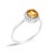Contemporary 10K White Gold Orange Citrine and 1/10 Cttw Diamond Halo Ring For Sale - Image 3 of 7