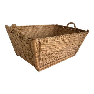 1950s French Wicker Market Basket For Sale