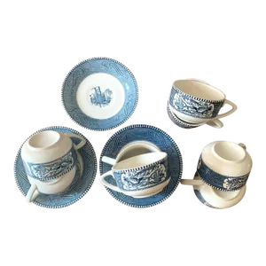 1960s Americana Tea Cups and Saucers Set- 12 Pieces