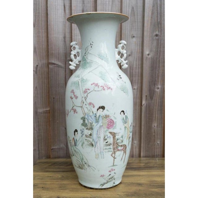 Early 20th Century Large Antique Chinese Late Qing Famille Rose Porcelain Vase, 1900s For Sale - Image 5 of 18