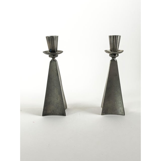 Swedish Grace Tin Candlesticks from Cicelören in Nyköping, 1940, Set of 2 For Sale - Image 7 of 7