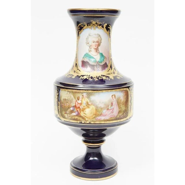 French Mid 19th Century Sevres Style Hand Painted Porcelain Vase For Sale - Image 3 of 5