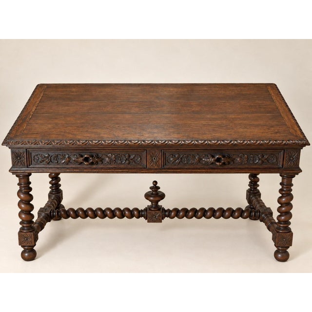 19th Century Louis XIII Carved Oak Desk For Sale - Image 6 of 7