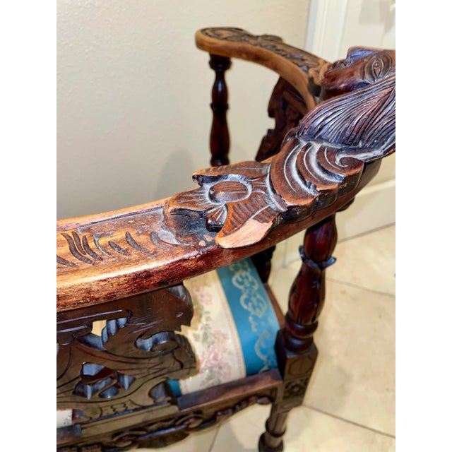 Late 20th Century Renaissance Style Walnut Corner Chair For Sale - Image 11 of 12