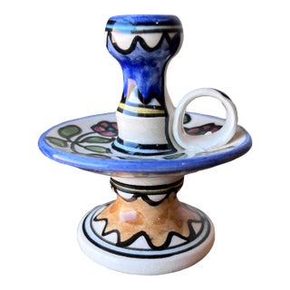 Late 20th Century Armenian Hand Painted Candlestick Holder For Sale