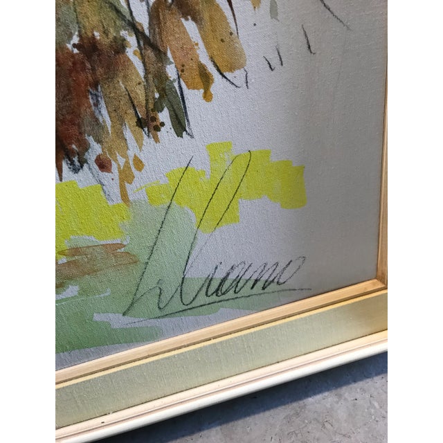 Yellow Mid Century Large Yellow Floral Still Life Oil Painting For Sale - Image 8 of 8