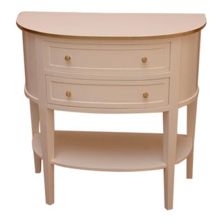 Italian Style Ivory With Gold Hand Painted Halfmoon Chest For Sale