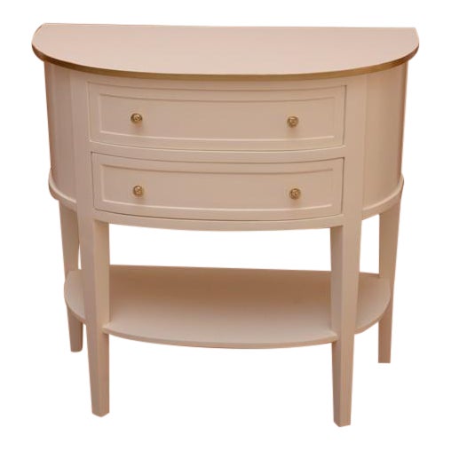 Italian Style Ivory With Gold Hand Painted Halfmoon Chest For Sale