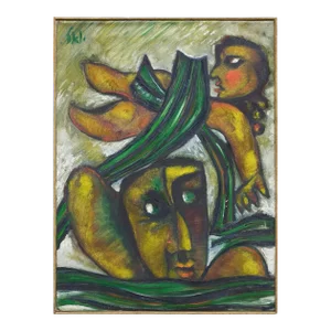 Joël Kass, Abstract Oil Painting by noted Figurative Expressionist Israeli Artist Joel Kass
