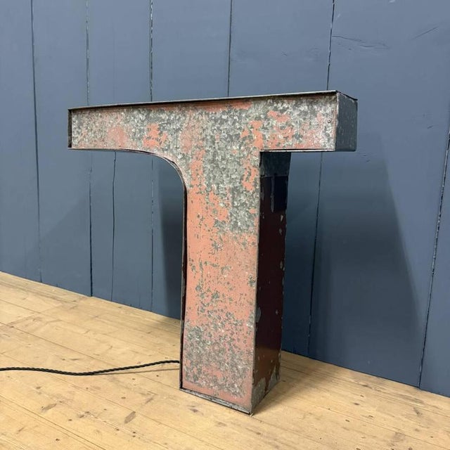 Large Zinc Letter T with Lighting from America For Sale - Image 5 of 18