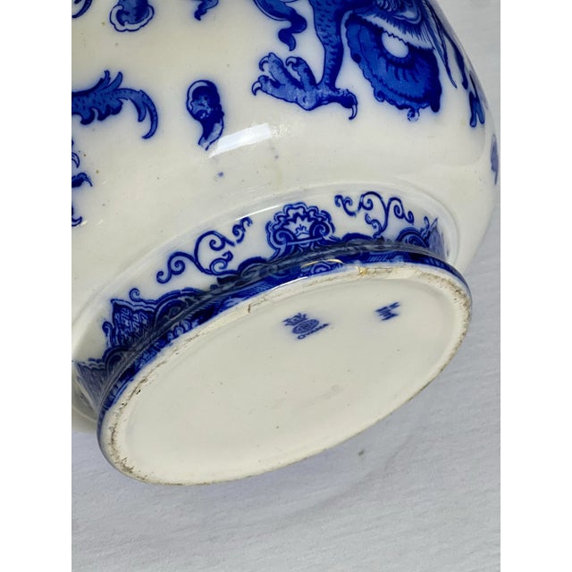 Early 20th Century Royal Doulton 'Oyama' Pattern Flow Blue and White Porcelain Jardiniere For Sale - Image 9 of 11