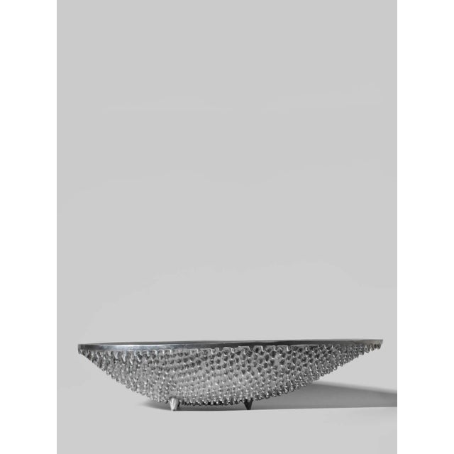 Textured Aluminium Bowl on Legs, 1980 For Sale - Image 6 of 6