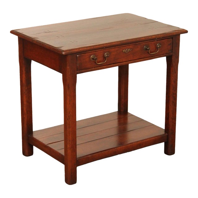 Late 20th Century Rustic Chippendale Style One Drawer Two-Tier Work Table For Sale