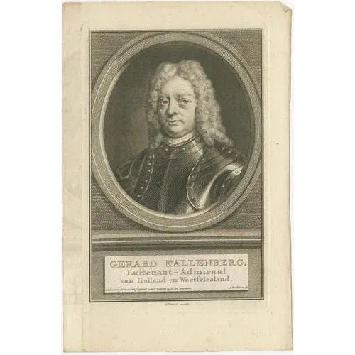 Dutch Naval Portraits, 1700s, Paper, Set of 3 For Sale - Image 3 of 10