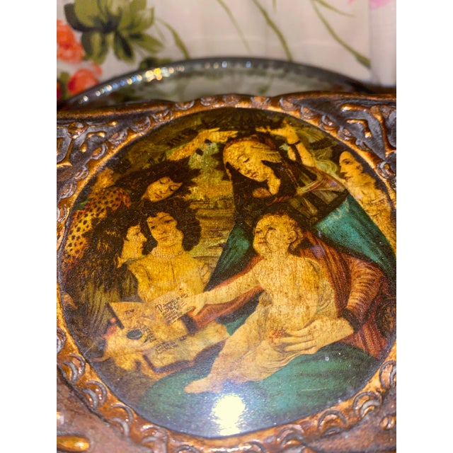 Brown Vintage Italian Hand-Painted Wooden Box With Ornate Trim. For Sale - Image 8 of 11