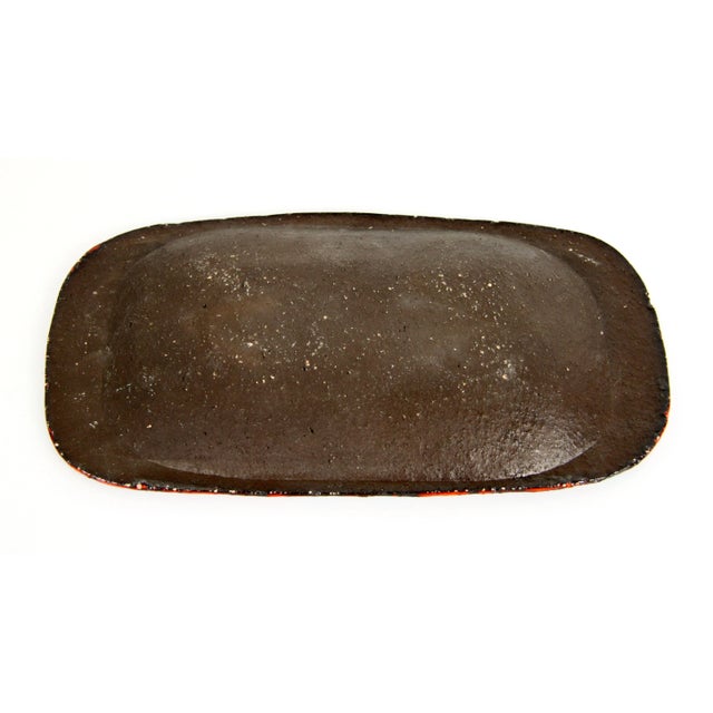 Red Mid Century Red Lava Glaze Ceramic Pottery Dish / Tray For Sale - Image 8 of 9