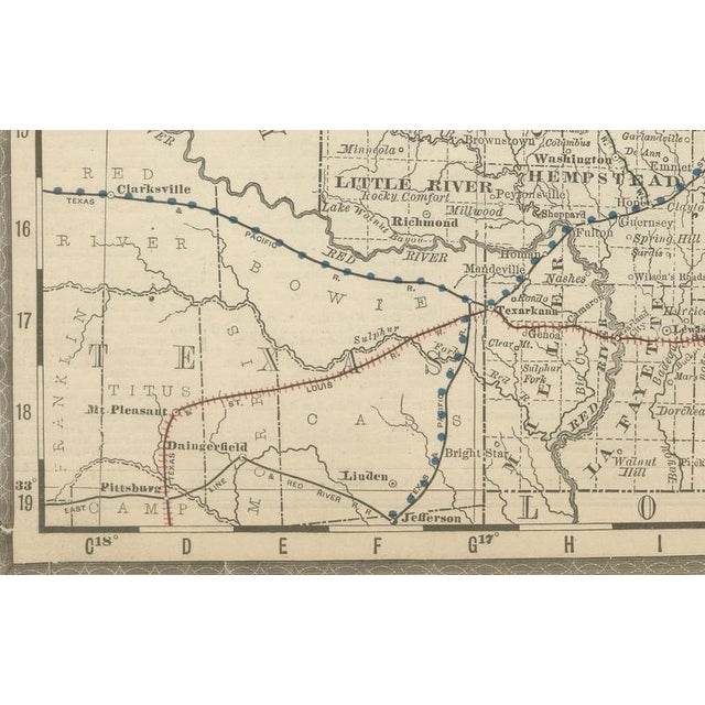 Black Antique Map of Arkansas State, Railroads and Cities, 1888 For Sale - Image 8 of 11
