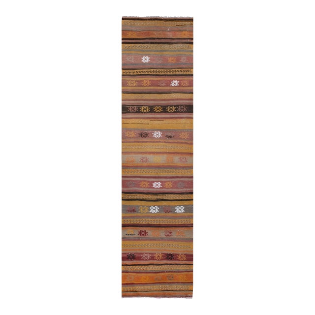 Striped Turkish Kilim Runner Rug 2'3" X 8'10" For Sale