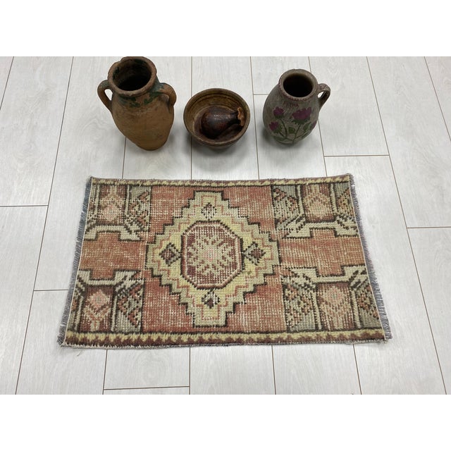 Handmade wool carpet in Turkish Anatolia , Vintage Oushak Rug,Turkish Vintage Anatolian Rug, Handmade wool Rug . One Of...