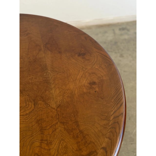 Burl & Oak Pedestal Column Table For Sale - Image 10 of 11