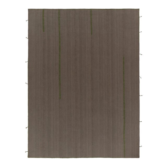 Gray Rug & Kilim’s Contemporary Kilim in Gray With Green and Beige-Brown Accents For Sale - Image 8 of 8