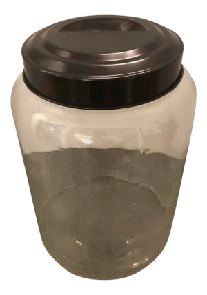 Vintage Clear Glass Storage With Metal Lid