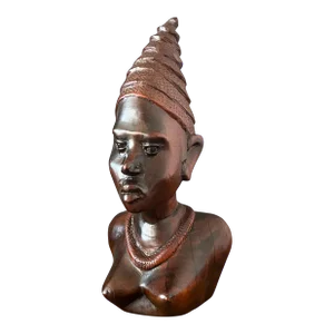 1970s Carved African Woman Bust